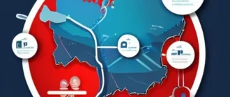Иллюстрация дата-центров и аналитических графиков по России с акцентом на отечественные решения для больших данных