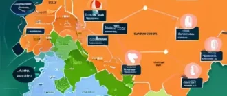 Схема региональных IT-экосистем России с фокусом на Москве, Санкт-Петербурге, Казани, Новосибирске, Екатеринбурге и Краснодарском крае