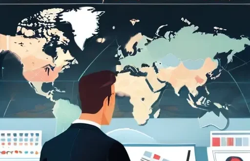 Бизнес-аналитик исследует санкции и новые ниши на фоне карты и документов