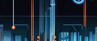 Иллюстрация сети 5G на краю с MEC-узлами и элементами ИИ в городской среде