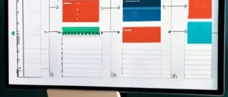 Иллюстрация маршрута переквалификации: карьера—план обучения—портфолио на рабочем столе