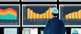 Контрольная комната завода с дашбордами оперативной аналитики и инженерами на месте